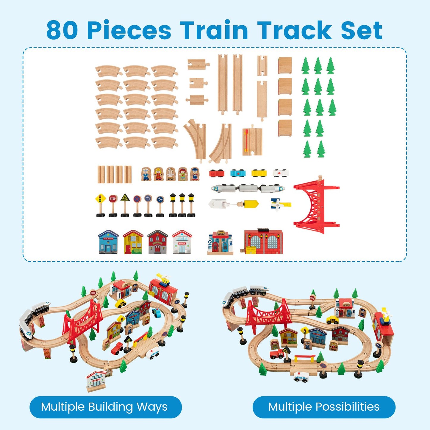 Ultimate 80-Piece Wooden Activity Playset with Reversible Tabletop for Endless Fun!