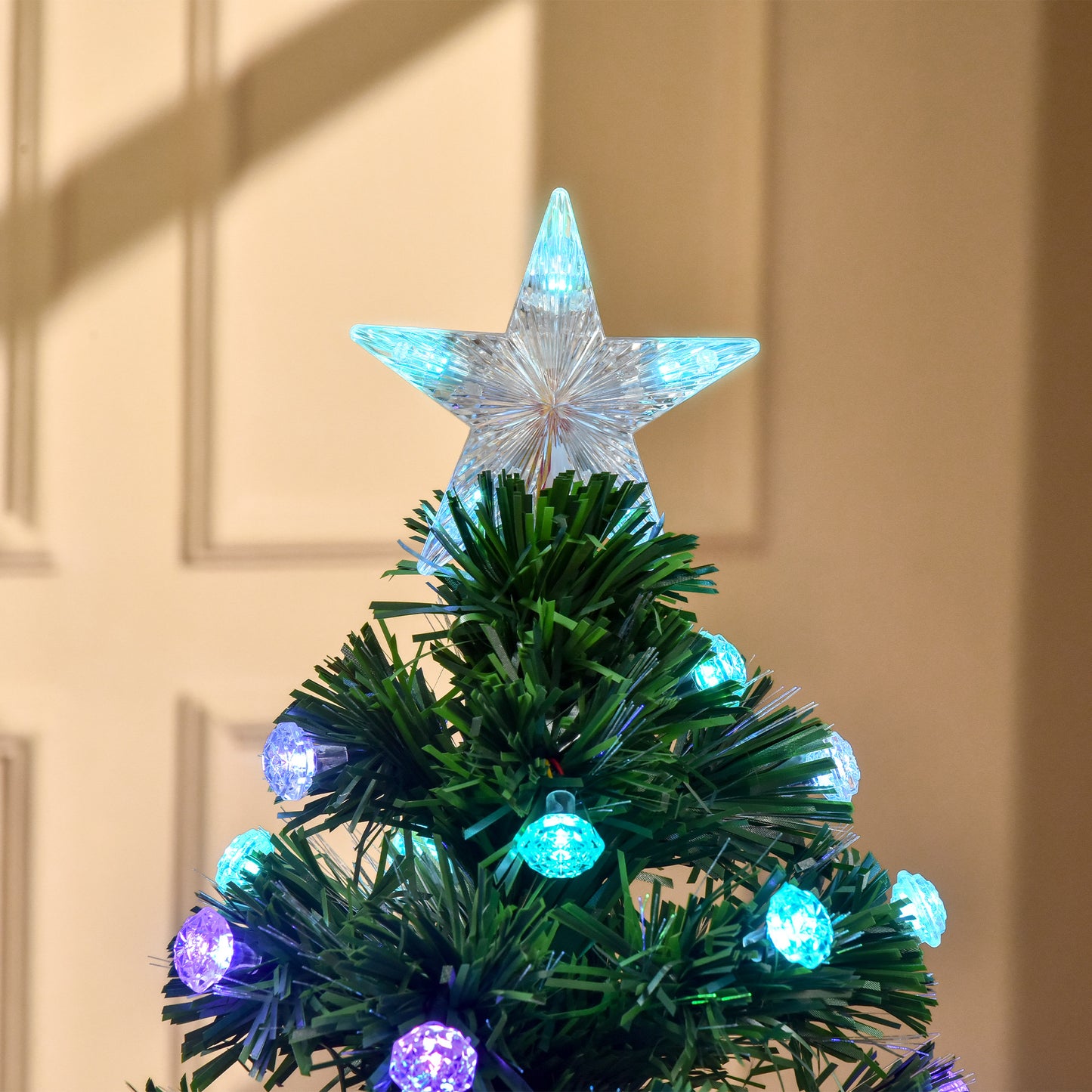 4ft Prelit Fibre Optic Xmas Tree with RGB LEDs & Star Top