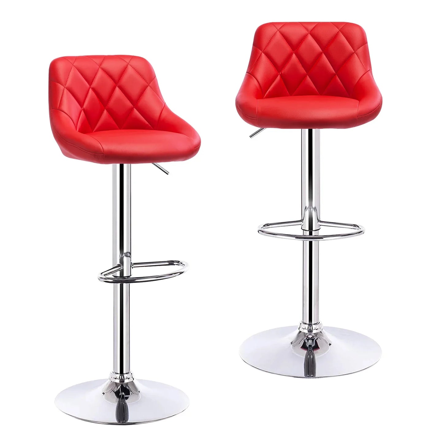 Stylish Set of 2 Adjustable Velvet/Leather Swivel Bar Stools with Footrest for Home Elegance
