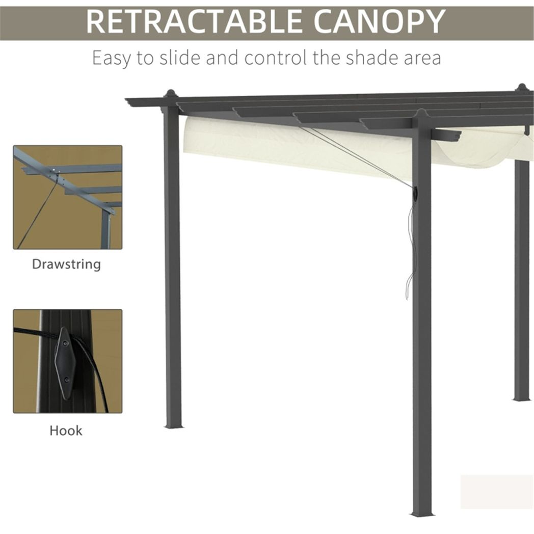 Spacious Aluminum Patio Gazebo with Retractable Canopy & Ground Stakes