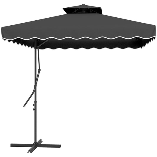 2.5M Cantilever Garden Umbrella with Cross Base in Black