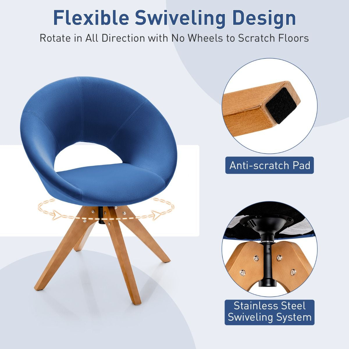 360° Swivel Velvet Accent Chair for Living Room, Bedroom and Office