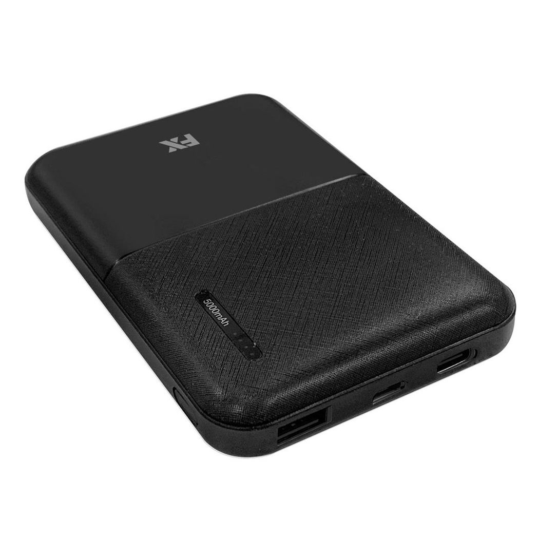 FX 5000mAh Power Bank - Dual USB Output, Fast Charge, Sleek Black Design