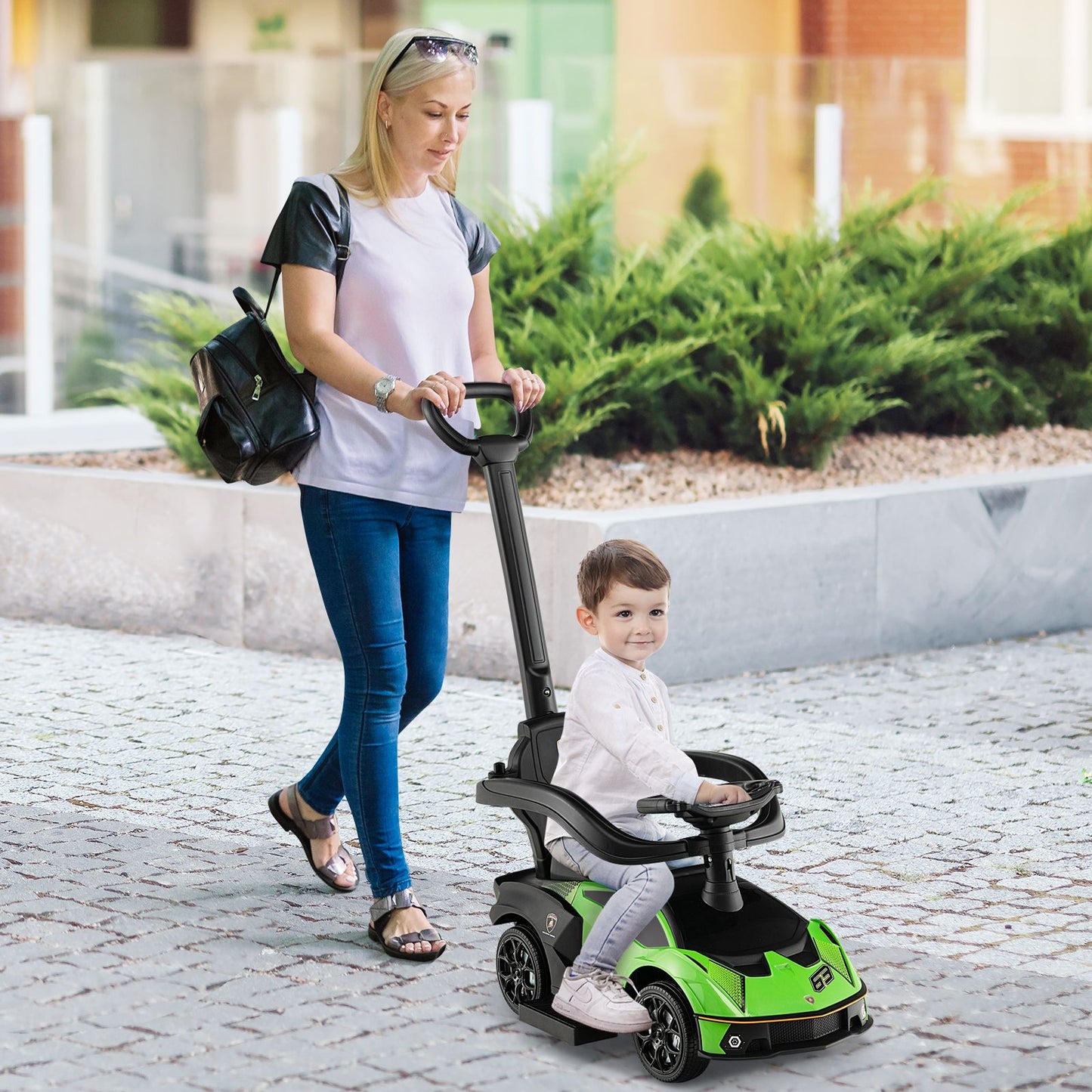 Luxury Lamborghini Ride-On Car for Kids with Convenient Push Handle