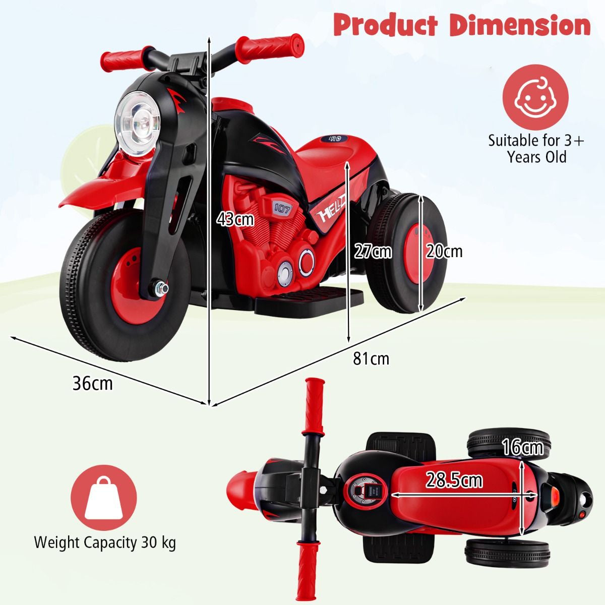 6V Electric Kid Ride on Motorcycle with Bubble Maker
