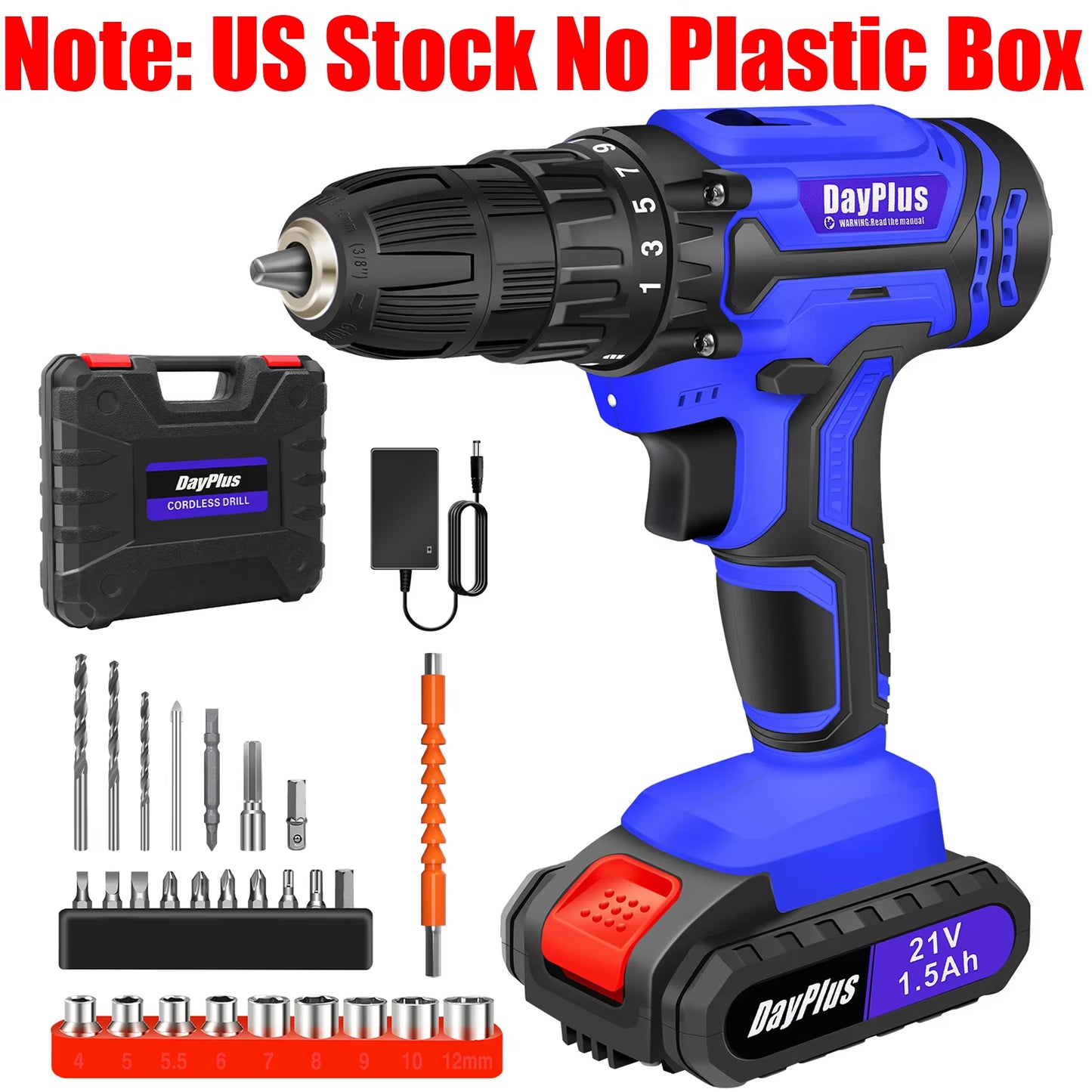 Powerful 21V Cordless Drill Driver - 1400RPM, 45Nm Torque, 2 Speed Settings, 25+1 Torque Levels, Includes 1500mAh Battery & Accessories