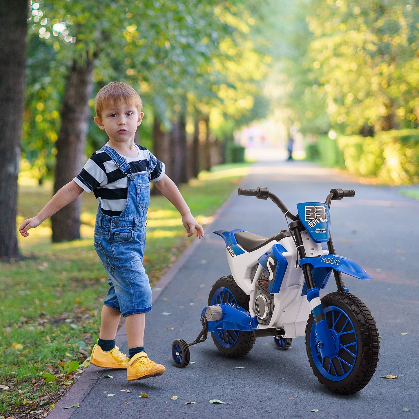 12V Kids Electric Motorbike Ride-On Motorcycle W/ Training Wheels