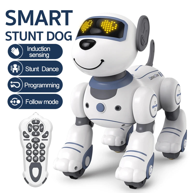 Interactive Pink RC Robot Dog - Voice Command, Programmable Stunts & Music - Perfect Gift for Girls!