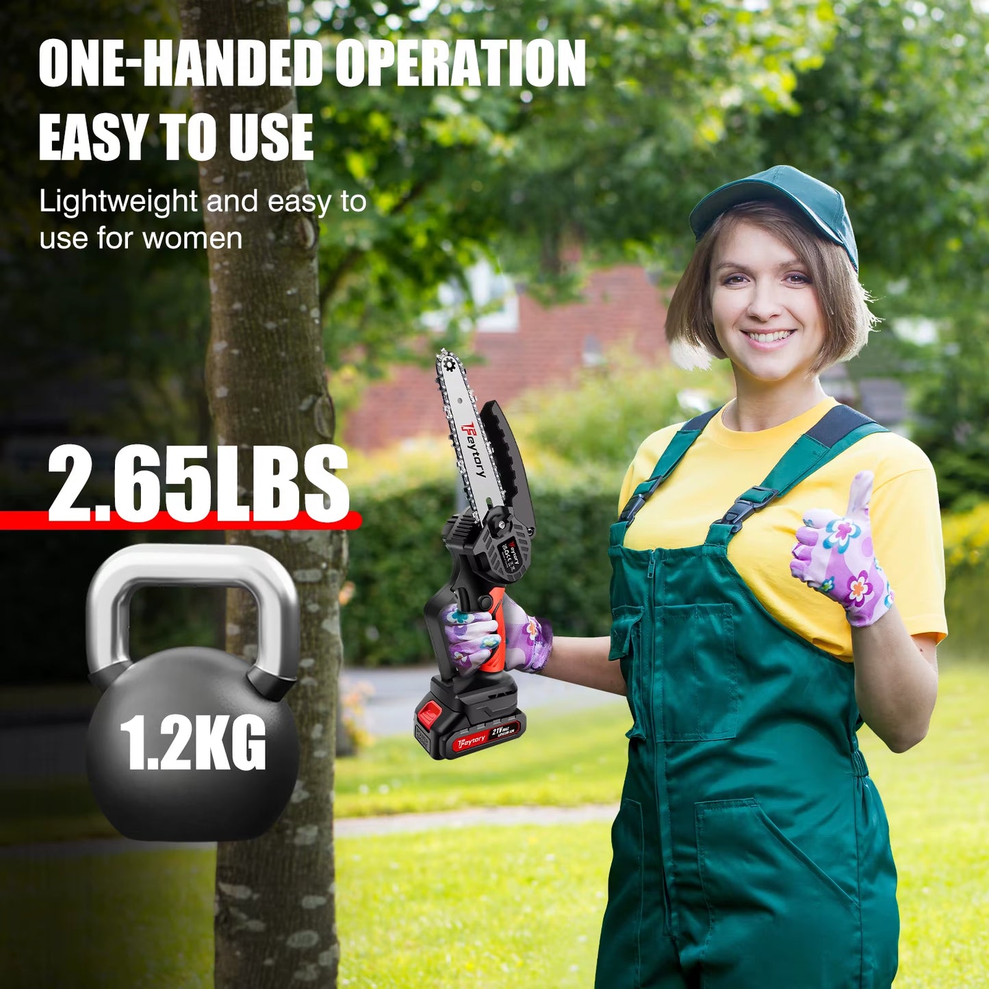 6-Inch 21V Cordless Electric Chainsaw - Handheld Wood Cutting and Logging Tool with Rechargeable Battery