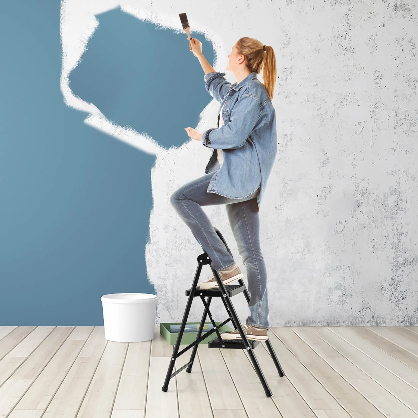 2 Step Folding Ladder with Safe Lock and Hand Grip