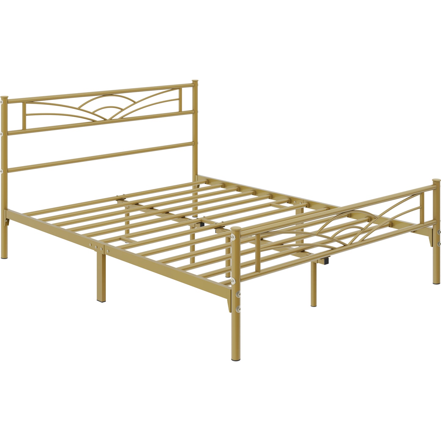Single Metal Platform Bed Frame, Mattress Foundation with Cloud-inspired Design Headboard Easy Assembly