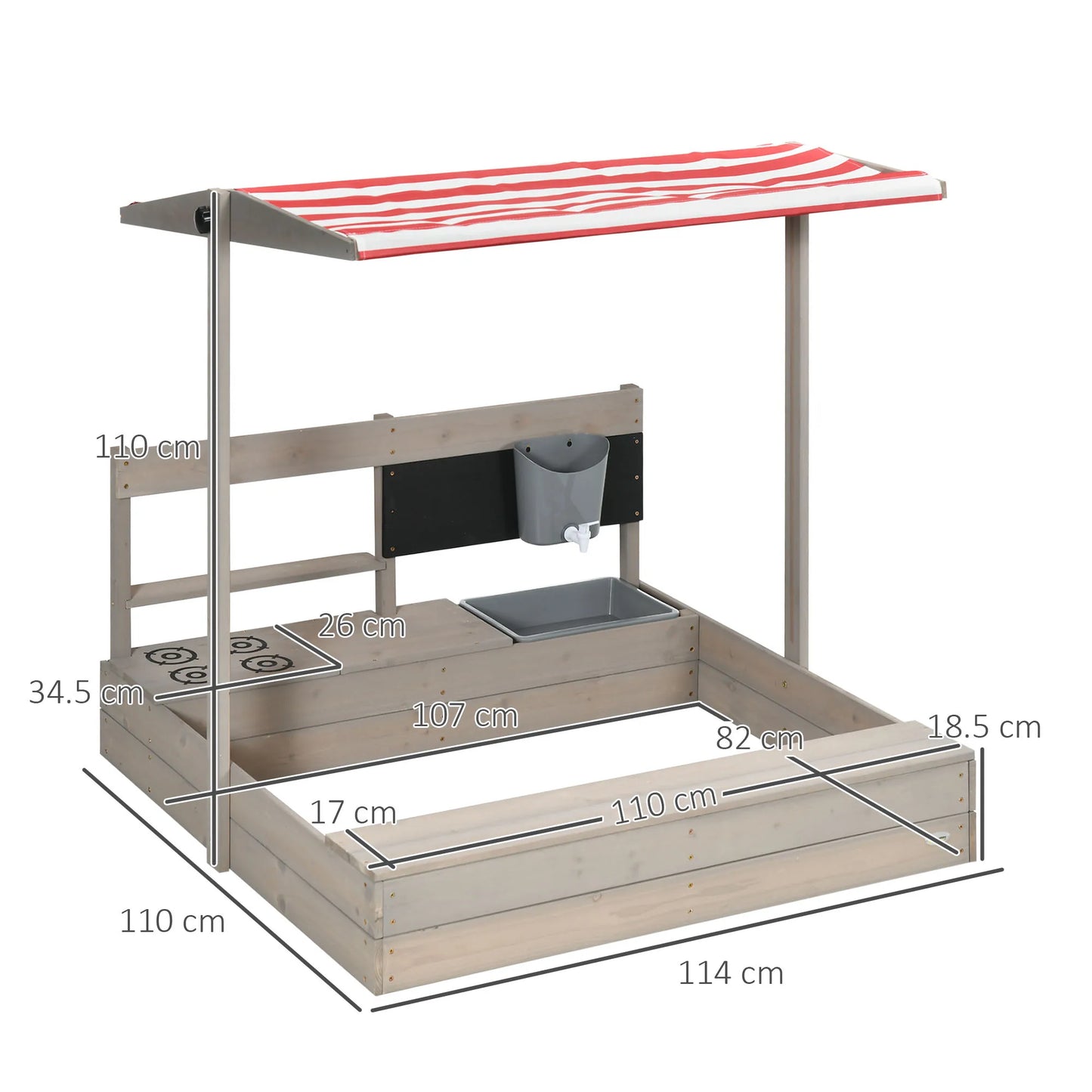 Deluxe Outsunny Wooden Sandbox for Kids with Canopy, Kitchen Accessories, Seating, and Storage - Perfect for Outdoor Fun!