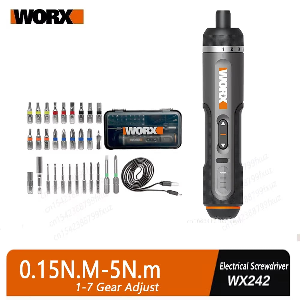 WORX 4V Electrical Screwdriver Set Cordless USB Rechargeable 30 Bit Set Mini Drill Power Tool