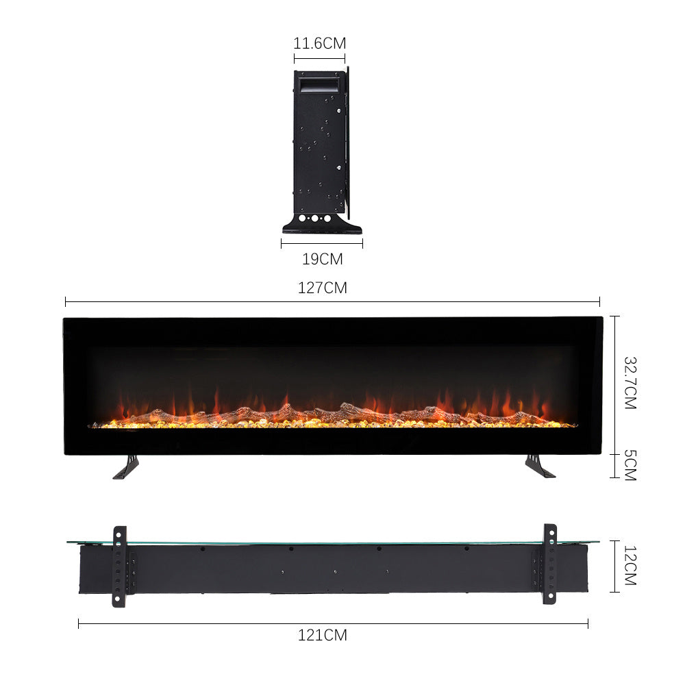 Wall Mount Electric Fireplace with Adjustable LED Lights Remote Control