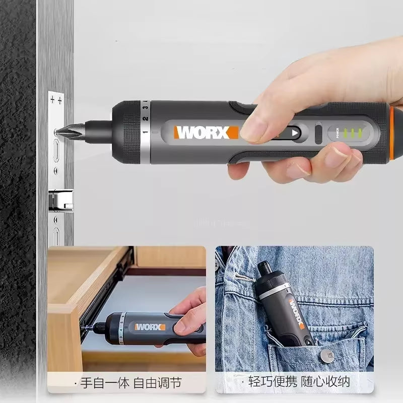 WORX 4V Electrical Screwdriver Set Cordless USB Rechargeable 30 Bit Set Mini Drill Power Tool