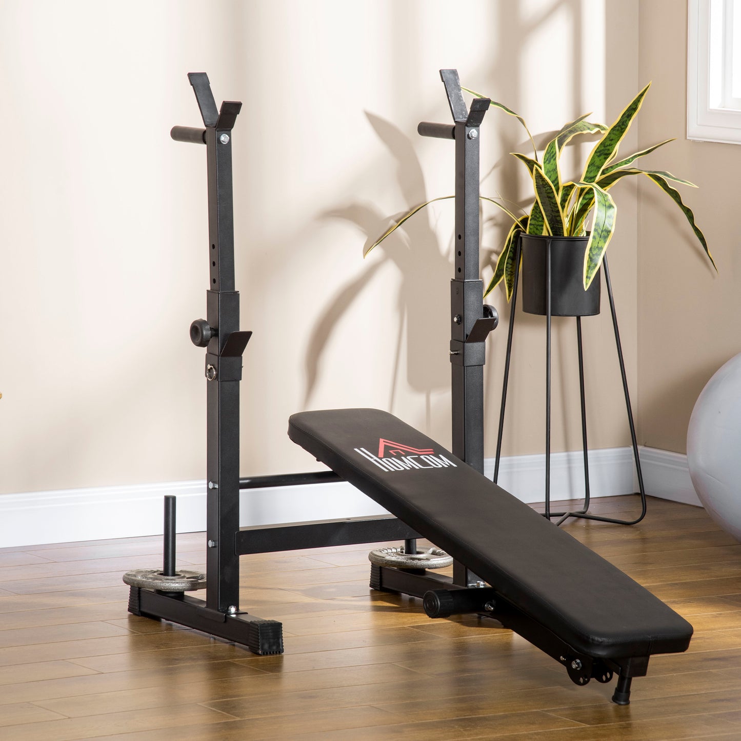 Foldable Adjustable Weight Bench & Barbell Rack for Ultimate Home Workouts