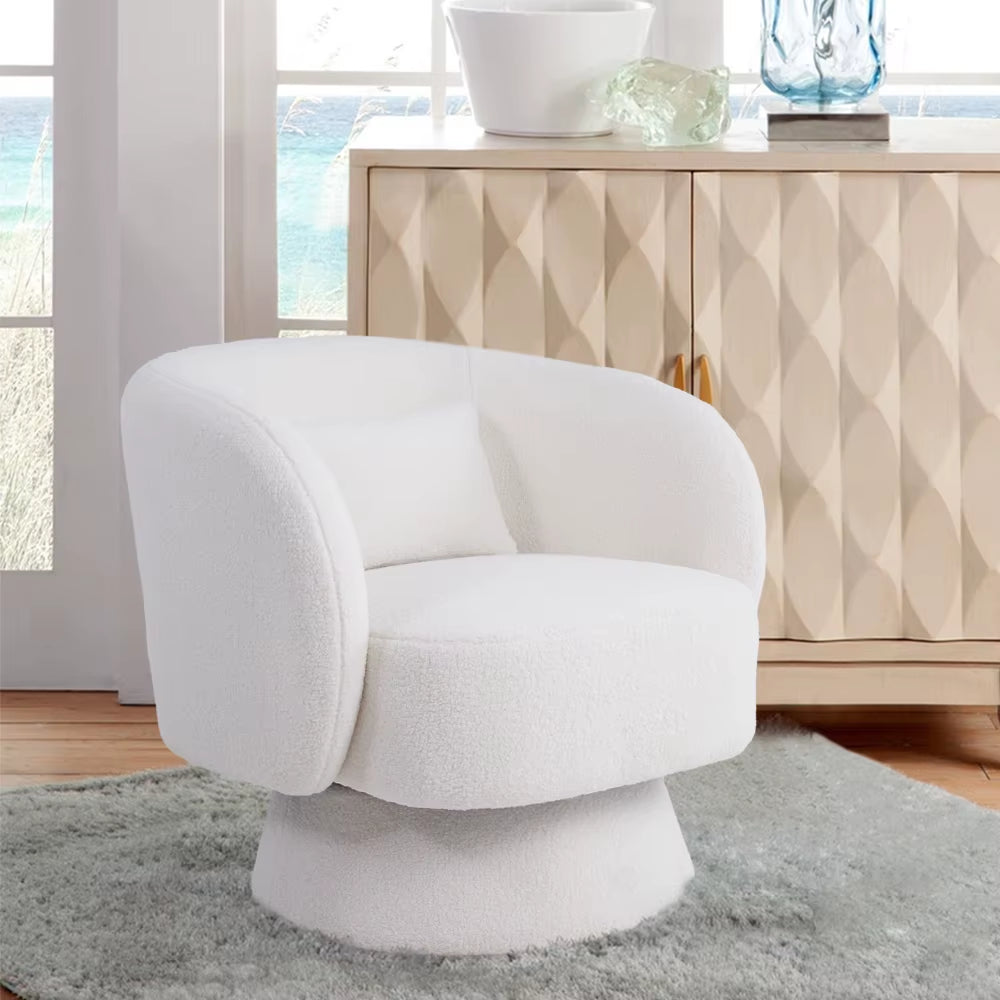 Upholstered Swivel Chair with Pillow for Bedroom Living Room and Makeup Room