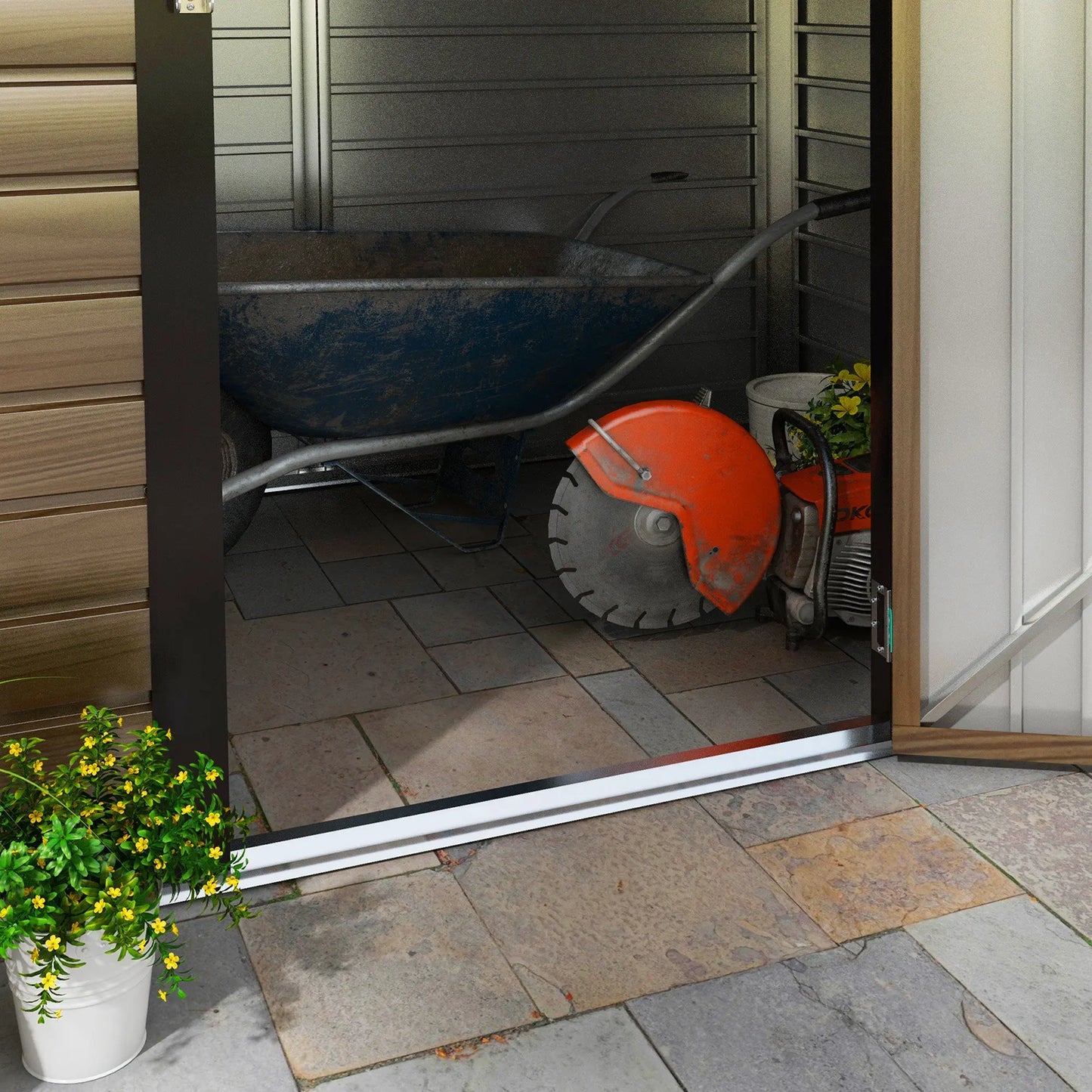 6.2 x 4.3 Ft Metal Garden Shed with Ventilation Slots for Outdoor Use