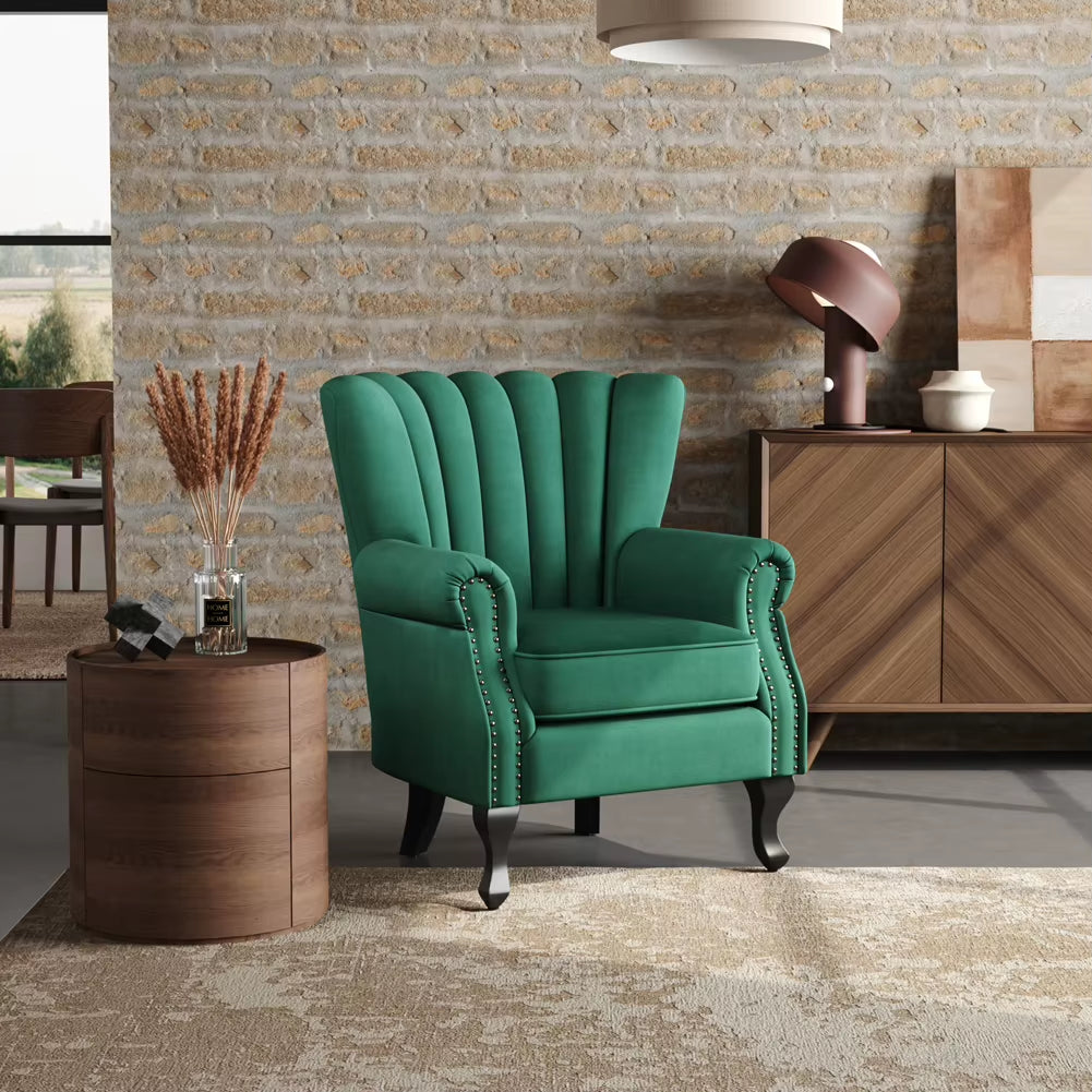 Velvet Channel Occasional Armchair Sofa Chair for Study and Living Room Makeup Room