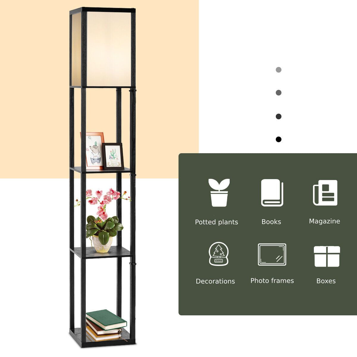 Stylish Freestanding Floor Lamp with Convenient 3-Tier Storage Shelf