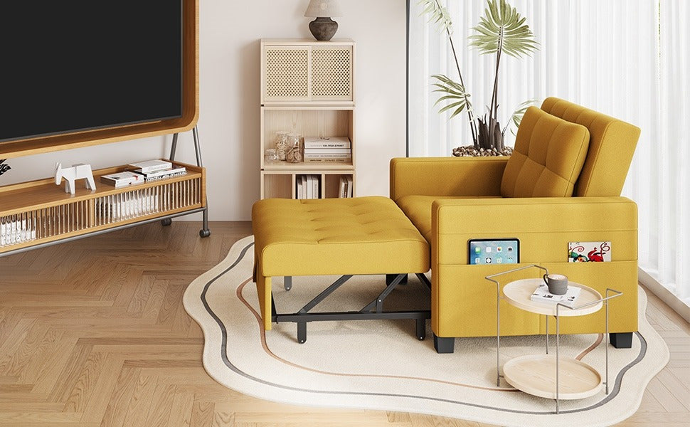 Convertible Sleeper Chair, 3-In-One Chair Bed with Adjustable Backrest and Pillow for Limited Space