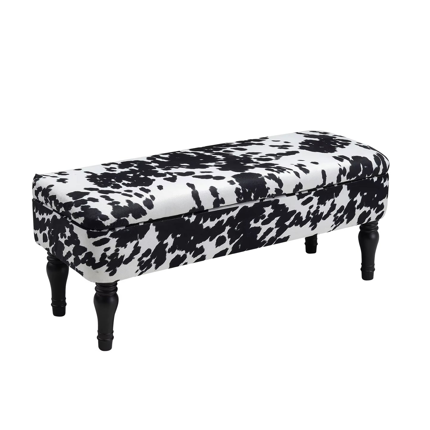 Cow Print Velvet Upholstered Storage Bench Living Room Shoe Changing Stool Leisure Stool Furniture