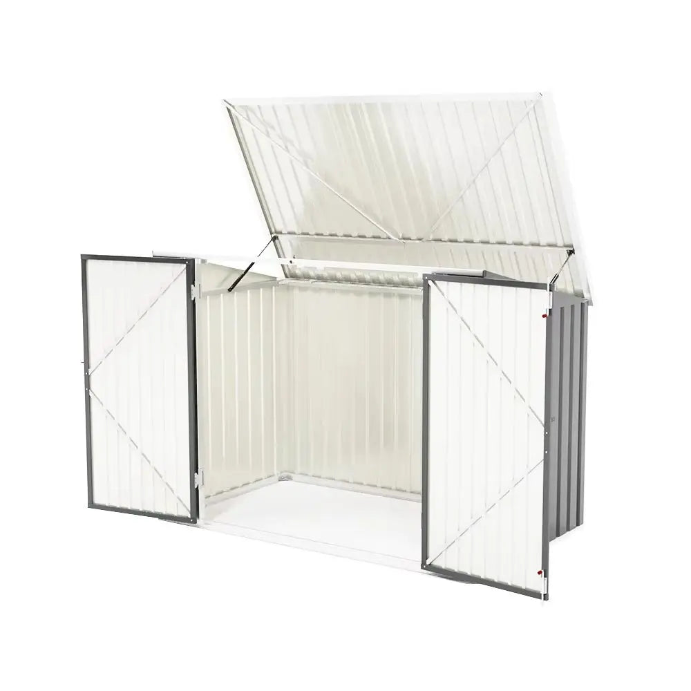 Secure Outdoor Bike Shed – Weather-Resistant Steel Storage for Multiple Bicycles, 210X105X130Cm, Grey, Lockable Doors