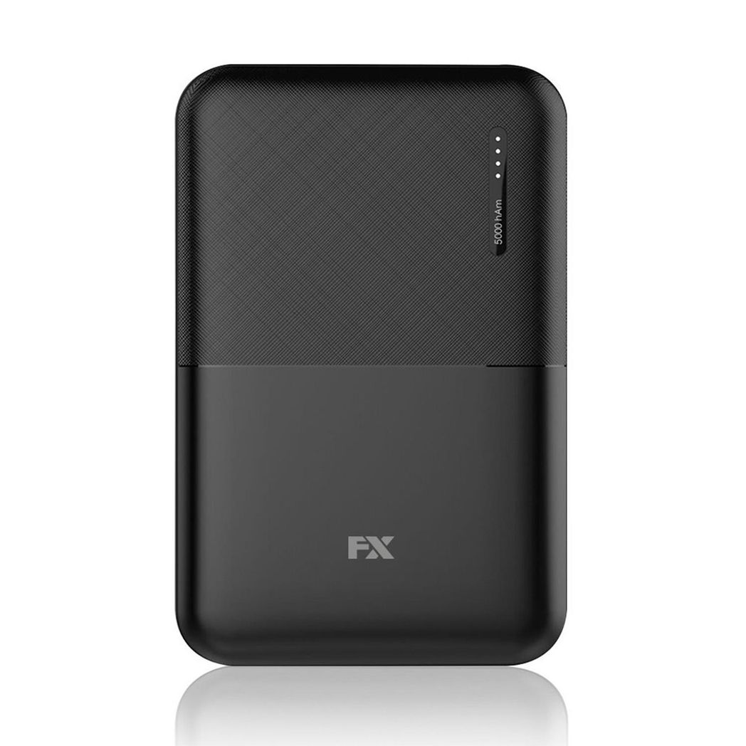 FX 5000mAh Power Bank - Dual USB Output, Fast Charge, Sleek Black Design