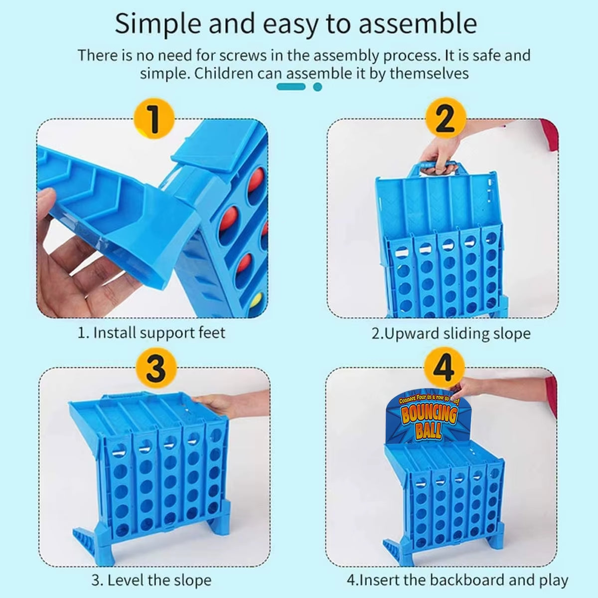 ZK30 4 Shots Connect Board Game - Fun Family Match Game for Kids - Perfect Christmas Educational Toy for Finger Shooting Skills!