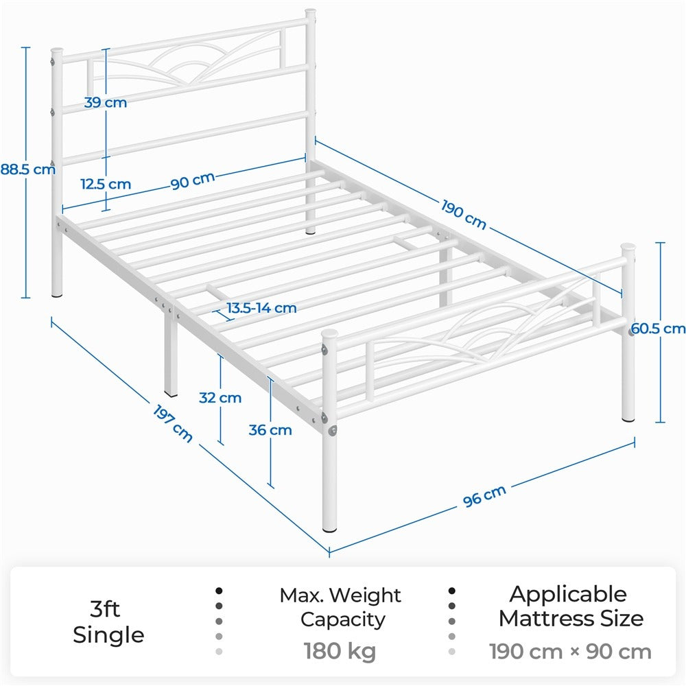 Single Metal Platform Bed Frame, Mattress Foundation with Cloud-inspired Design Headboard Easy Assembly