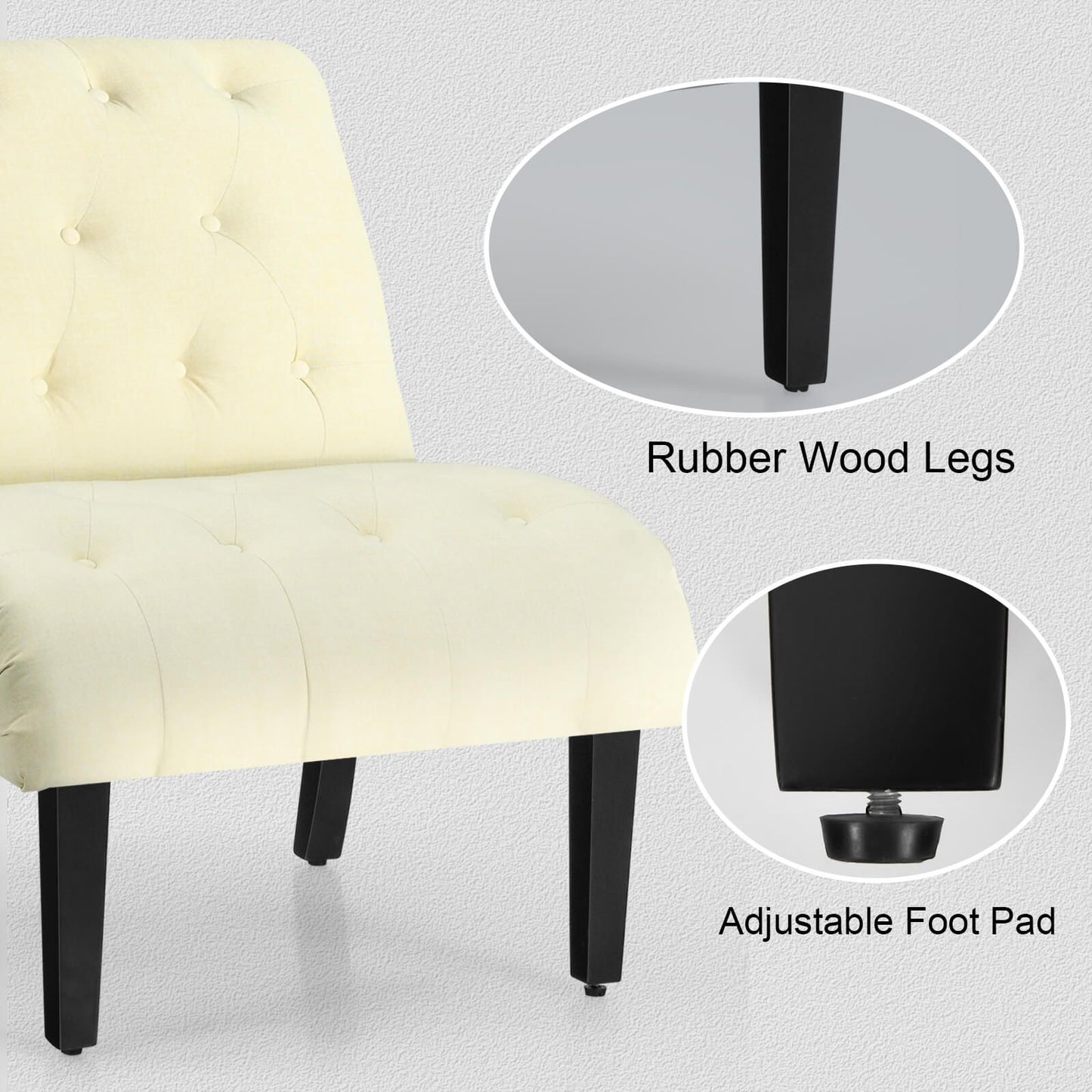 Modern Upholstered Accent Chair with Button Tufted Linen Fabric