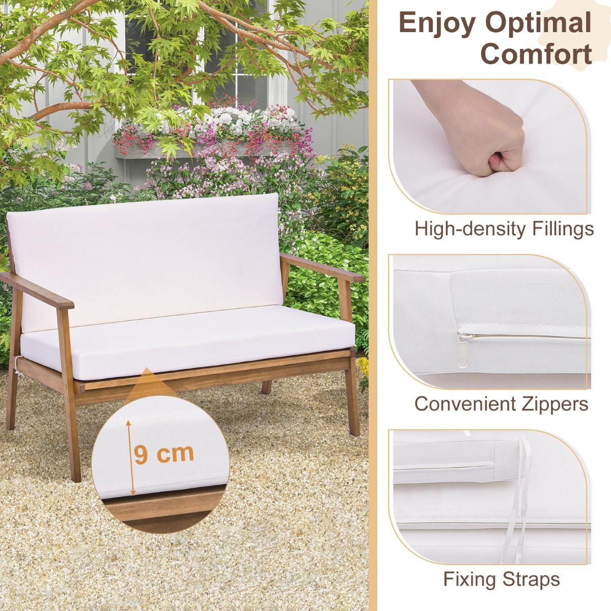 4 Piece Outdoor Conversation Set with Soft Seat and Back Cushions