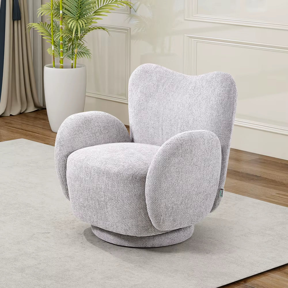 360° Upholstered Chenille Swivel Chair for Bedroom Living Room and Makeup Room