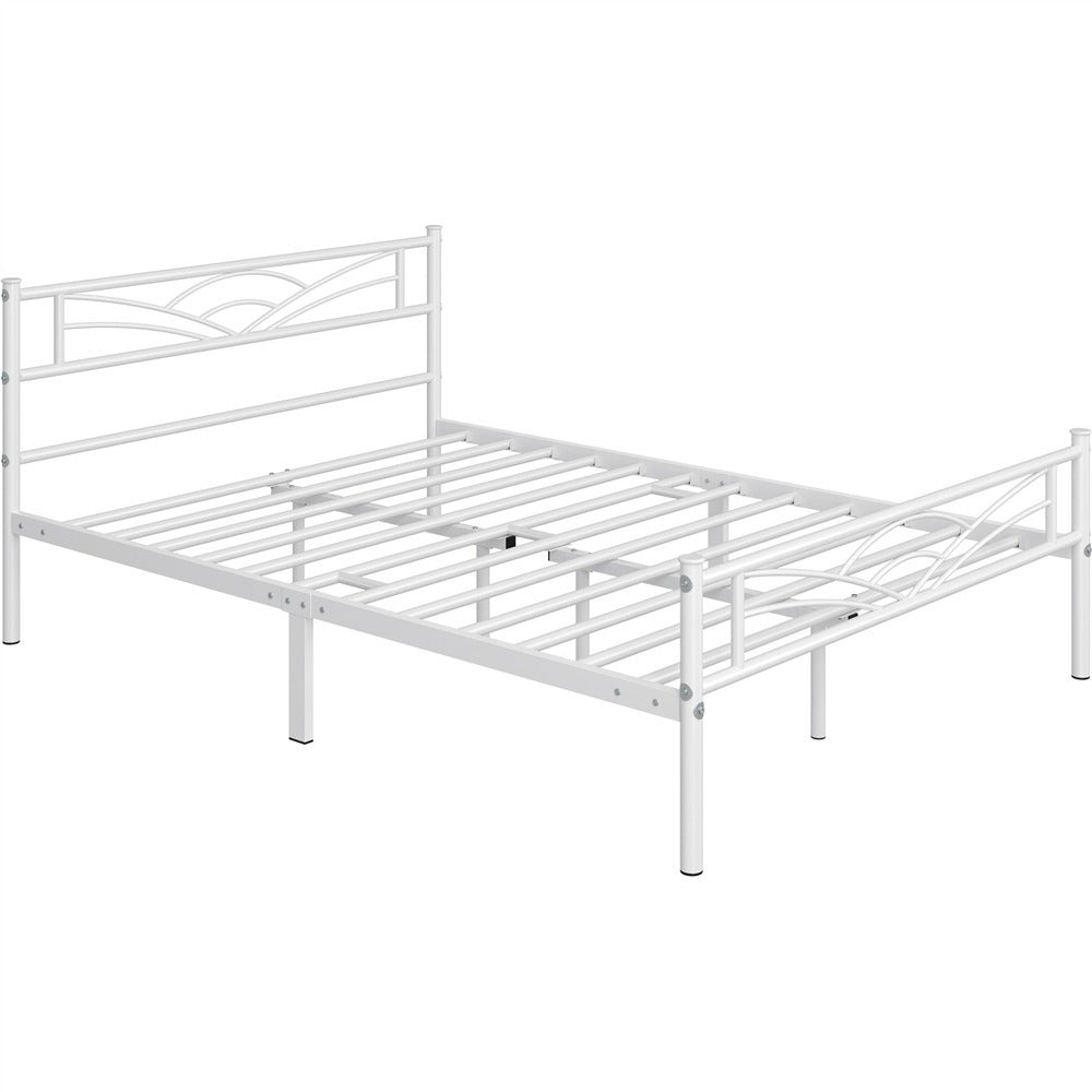 Single Metal Platform Bed Frame, Mattress Foundation with Cloud-inspired Design Headboard Easy Assembly