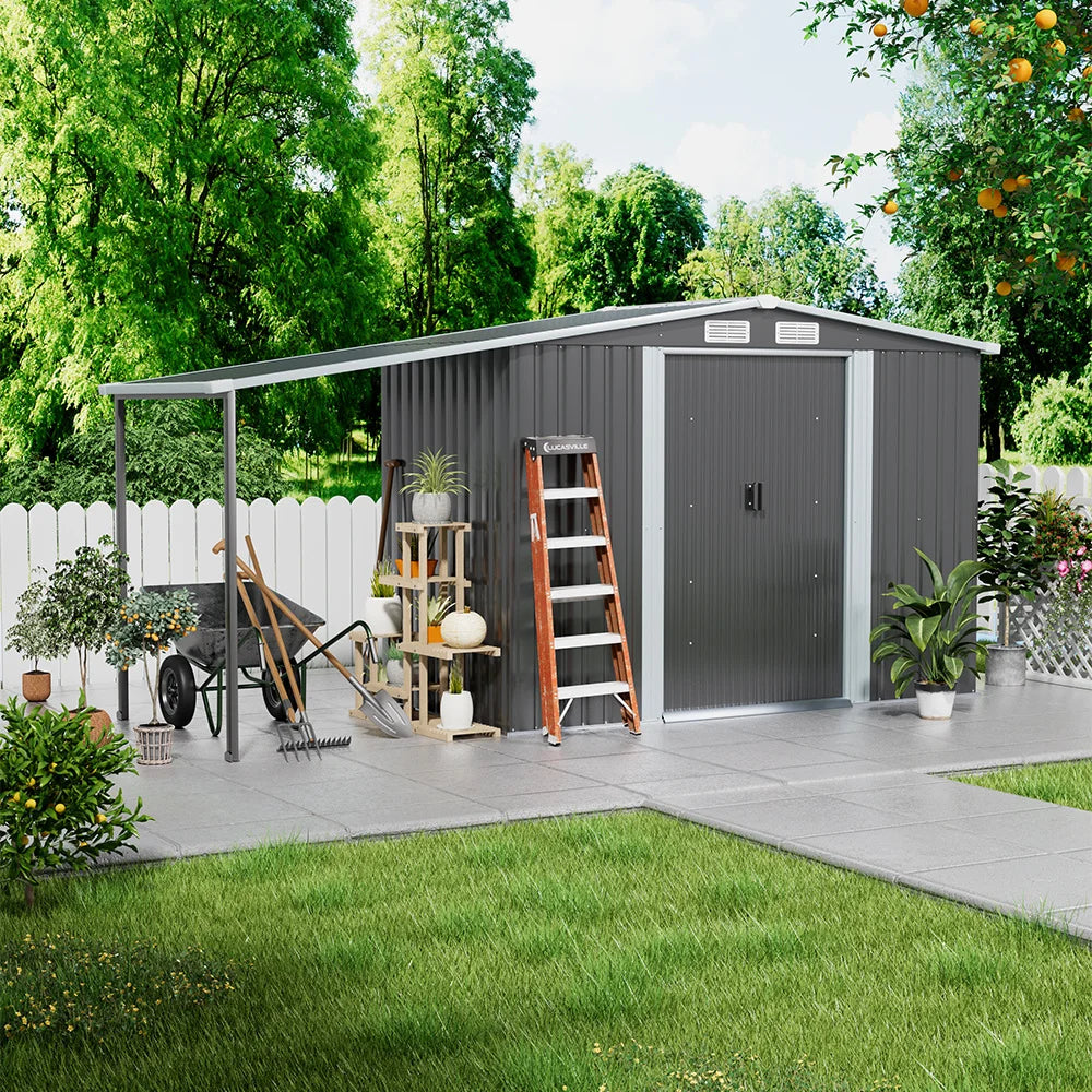 4X8 Ft Spire Top Tool Room with Shed Outdoor Metal Storage Shed 
