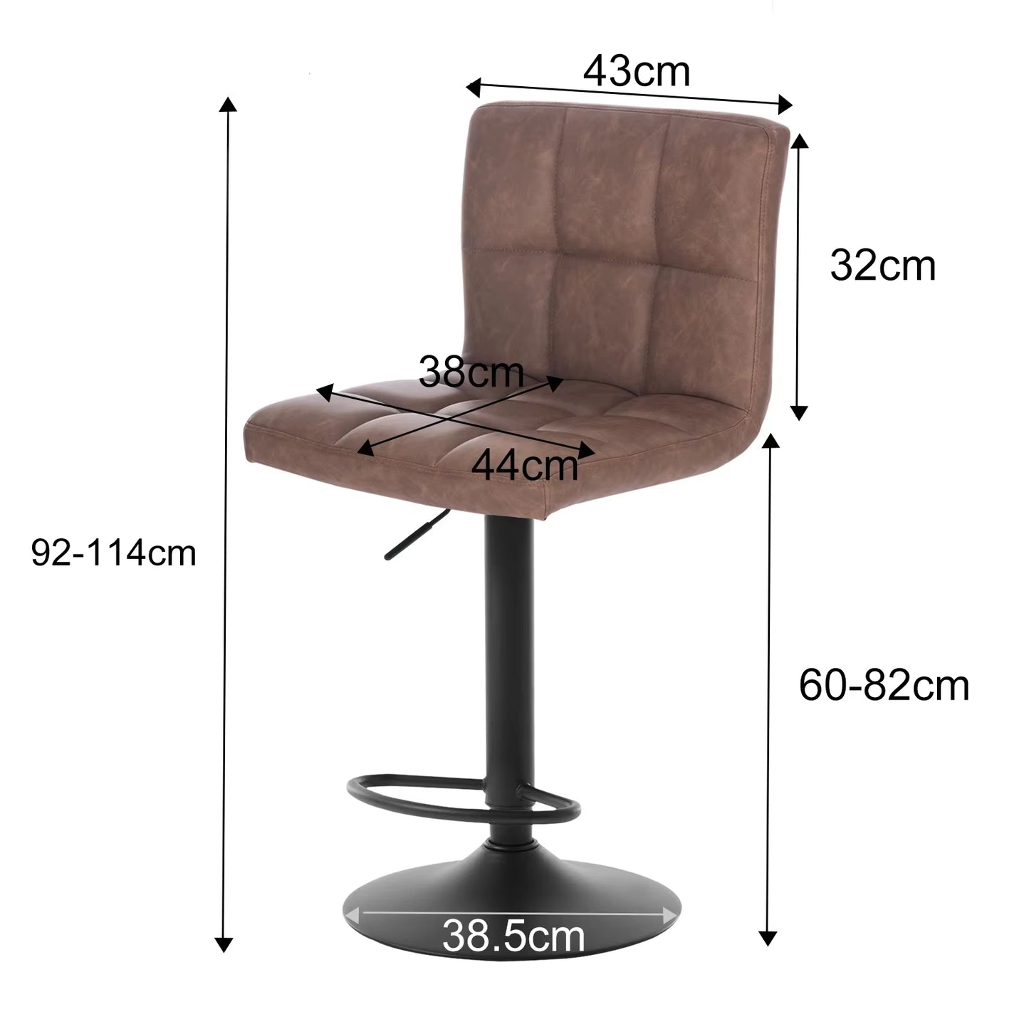1PC Bar Stool with Backrest Height-Adjustable Rotatable Bar Chair for Cafe Kitchen Restaurant Home Counter Lift High Stool