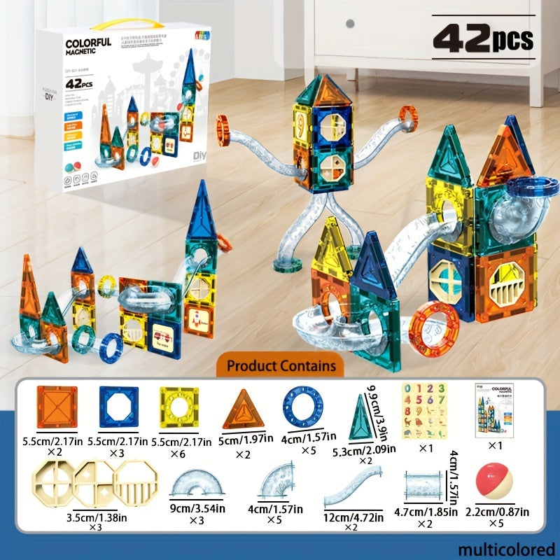 42pcs Magnetic Tiles, STEM Magnet Building Blocks Toys for Christmas/Halloween/Thanksgiving Day Gift
