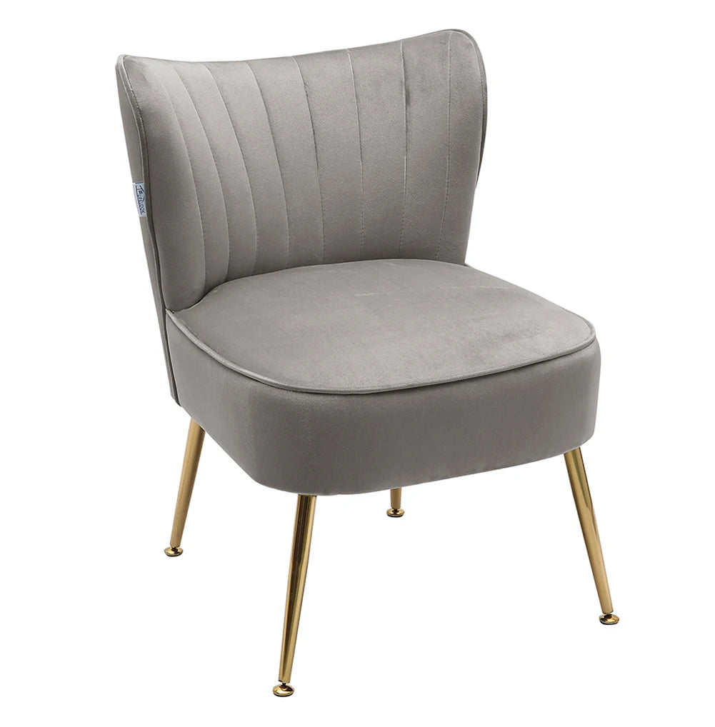 Velvet Cocktail Accent Chair, Grey