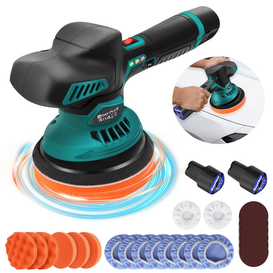 Cordless Car Buffer Polisher Car Buffers and Polishers Kit,8 Variable Speed ,2*12V 2.0Ah Batteries