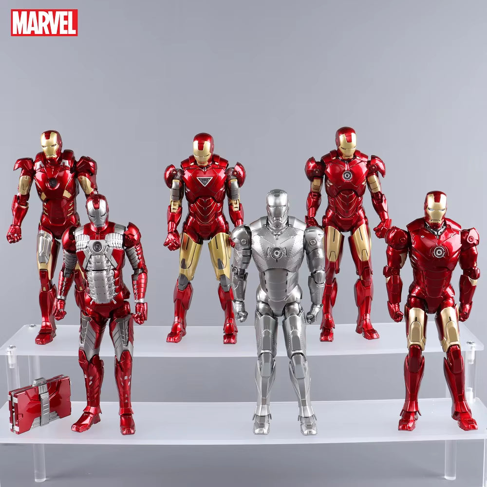 ZD Toys LED Light Iron Man MK1 MK2 MK3 MK4 MK5 MK6 MK7 MK43 MK50 7" Movie Action Figure Tony Stark Legends Toys
