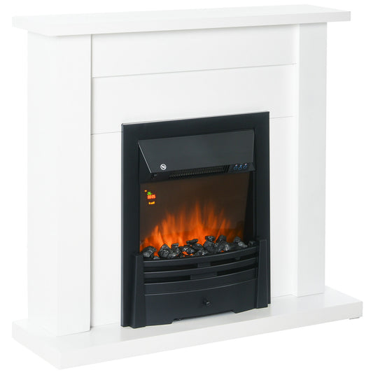 Elegance Meets Comfort: 2000W 5-Level White Electric Fireplace Heater w/ Remote