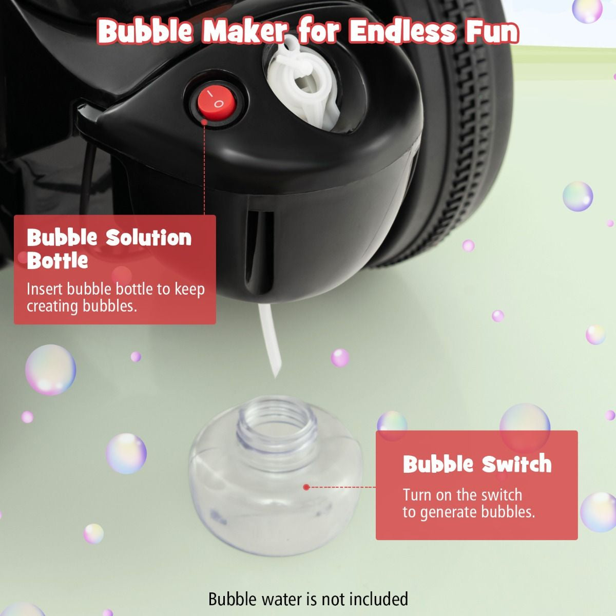 6V Electric Kid Ride on Motorcycle with Bubble Maker