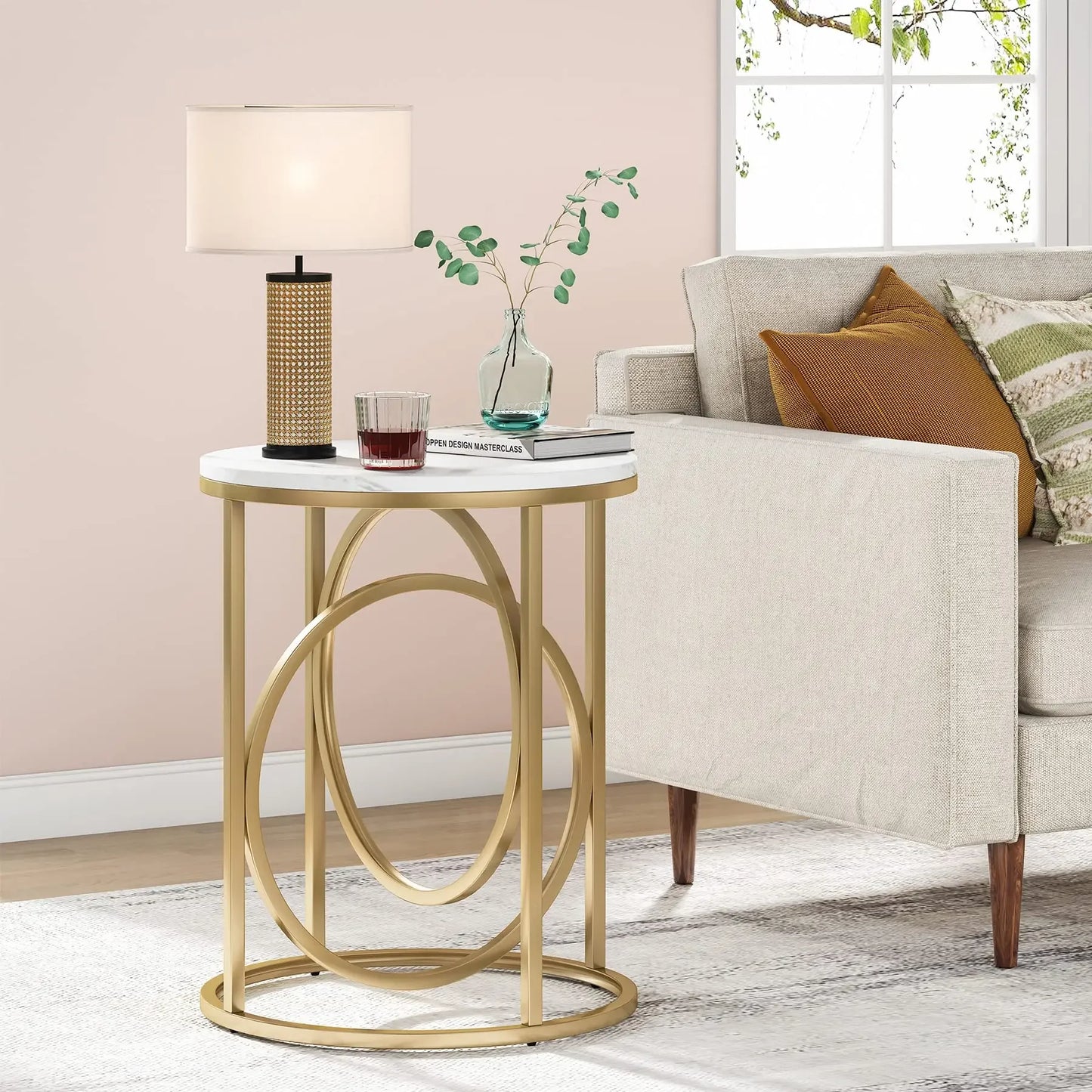 Round End Table, 20” Sofa Side Coffee Cocktail Table