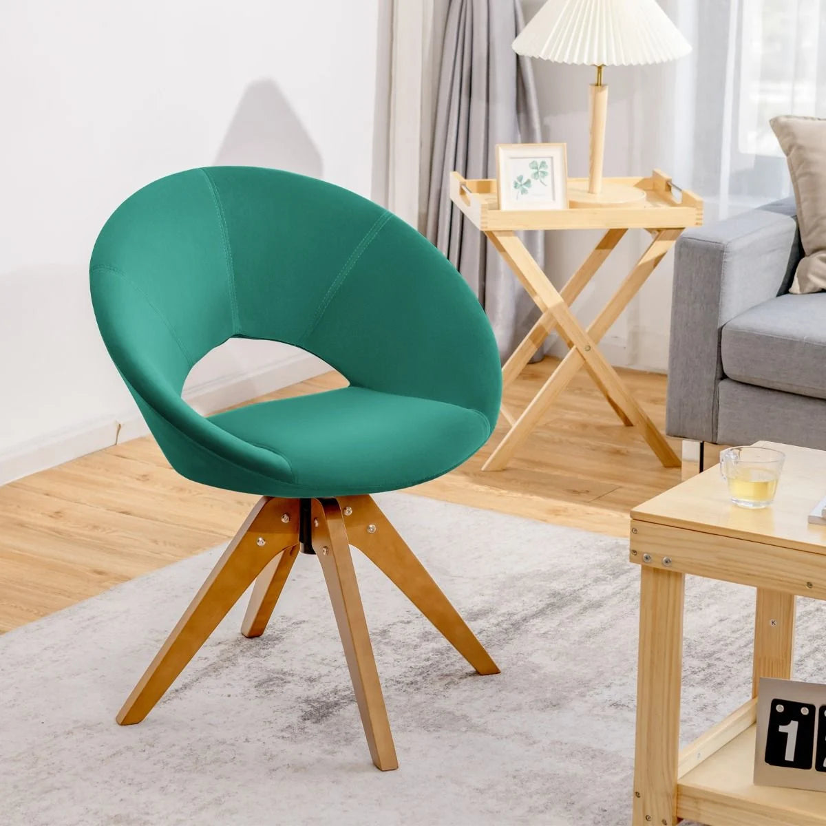 360° Swivel Velvet Accent Chair for Living Room, Bedroom and Office