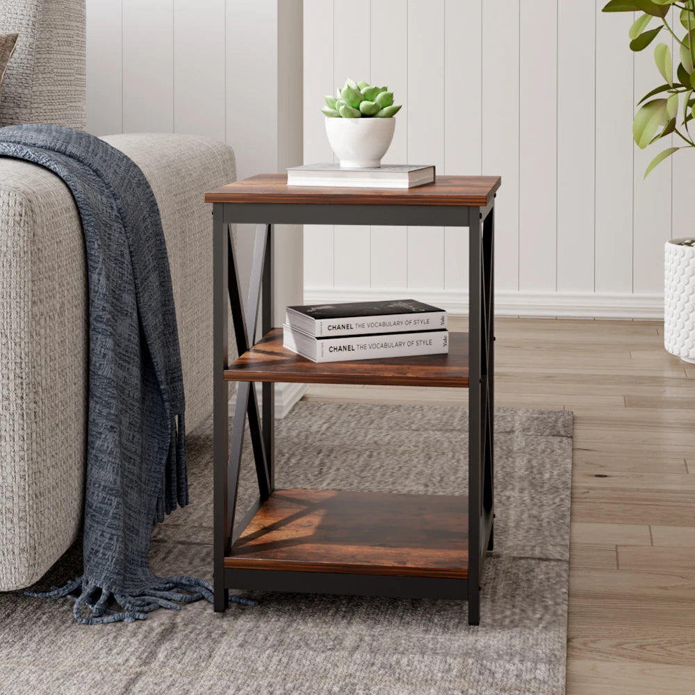 Brown Vintage Wooden Side Table End Table Wood Coffee Table Living Room Furniture