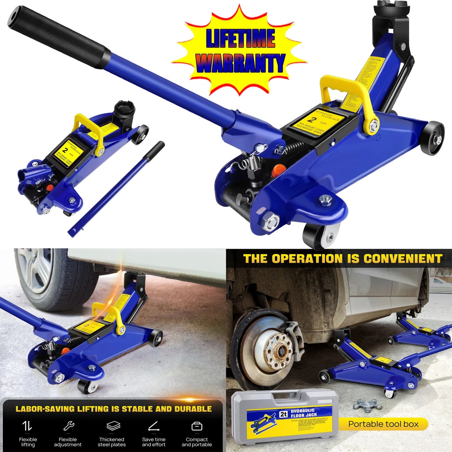 2 Tons Hydraulic Trolley Jack,Crane Lifting Jack Floor Jack Heavy Duty Car Caravan Van Vehicle Stand Lifting Tool Repair