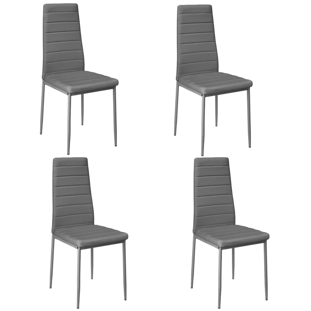 Set of 4 PU Leather Padded Seat Metal Legs Dining Chair for Dining Room, Living Room Home Office