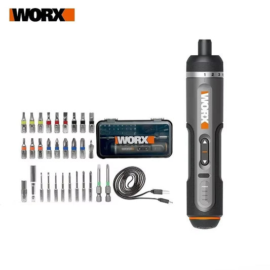 WORX 4V Electrical Screwdriver Set Cordless USB Rechargeable 30 Bit Set Mini Drill Power Tool
