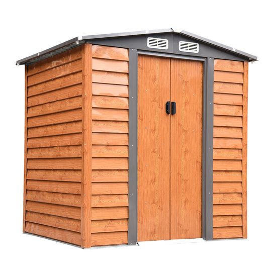 Garden Shed Tool Storage with Sliding Door Brown Wood Grain