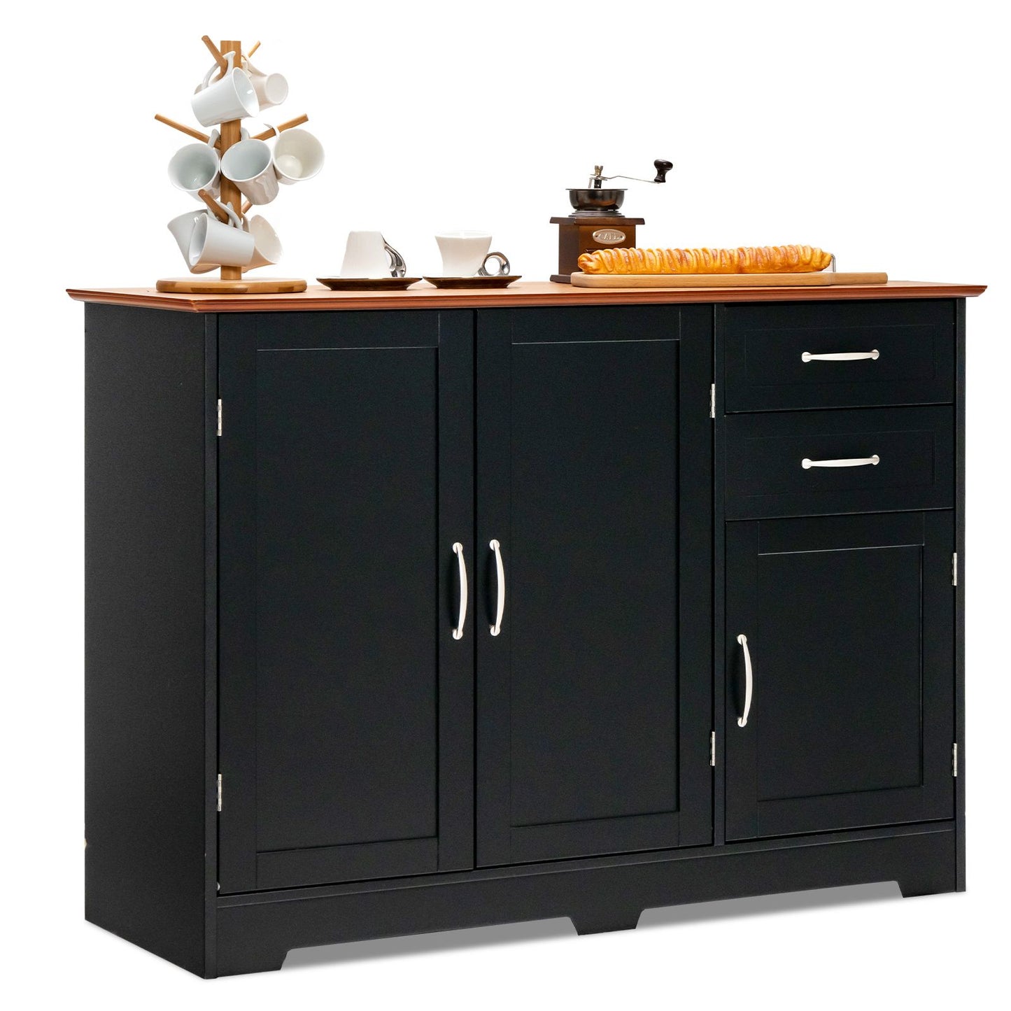 Modern Kitchen Storage Sideboard Cabinet with Adjustable Shelf and Drawers